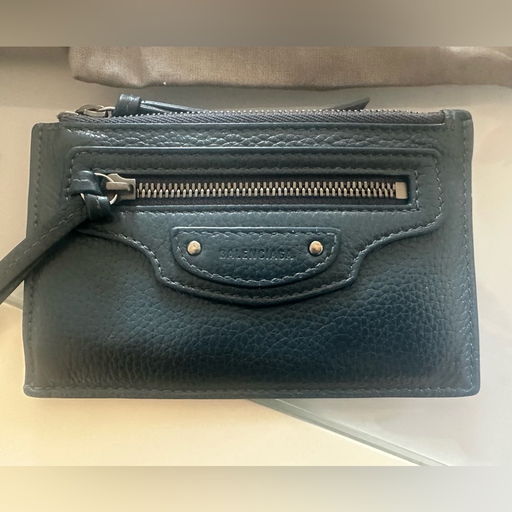 Balenciaga Dark Blue Wallet with Zipper Accent- GIFTABLE